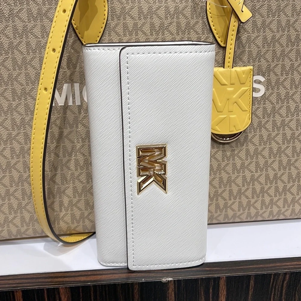 Michael Kors Mimi Large Saffiano Leather Bi-Fold Continental Wallet Optic White